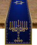 Toalha de Mesa para Hanukkah - Runner para Mesa de Festa | Decoração de Mesa Judaica com Menorá e Estrela de Davi | Decoração de Festa para o Festival de Chanucá