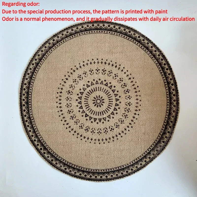 Round Placemat Table Non-Slip Jute Mats for Dining Table Decoration Accessories Kitchen Placemats Coffee Coasters Party Dinner