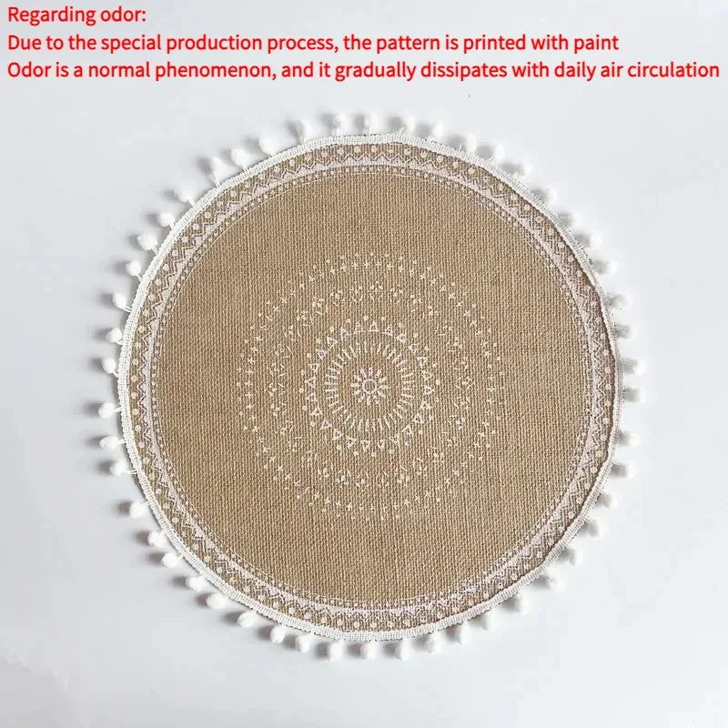 Round Placemat Table Non-Slip Jute Mats for Dining Table Decoration Accessories Kitchen Placemats Coffee Coasters Party Dinner