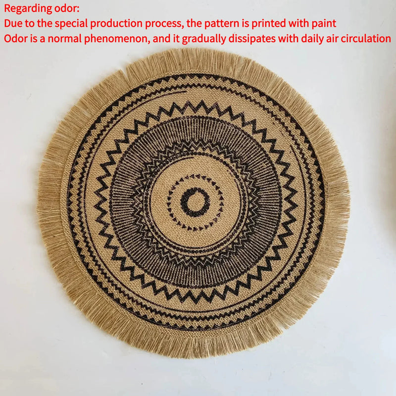 Round Placemat Table Non-Slip Jute Mats for Dining Table Decoration Accessories Kitchen Placemats Coffee Coasters Party Dinner