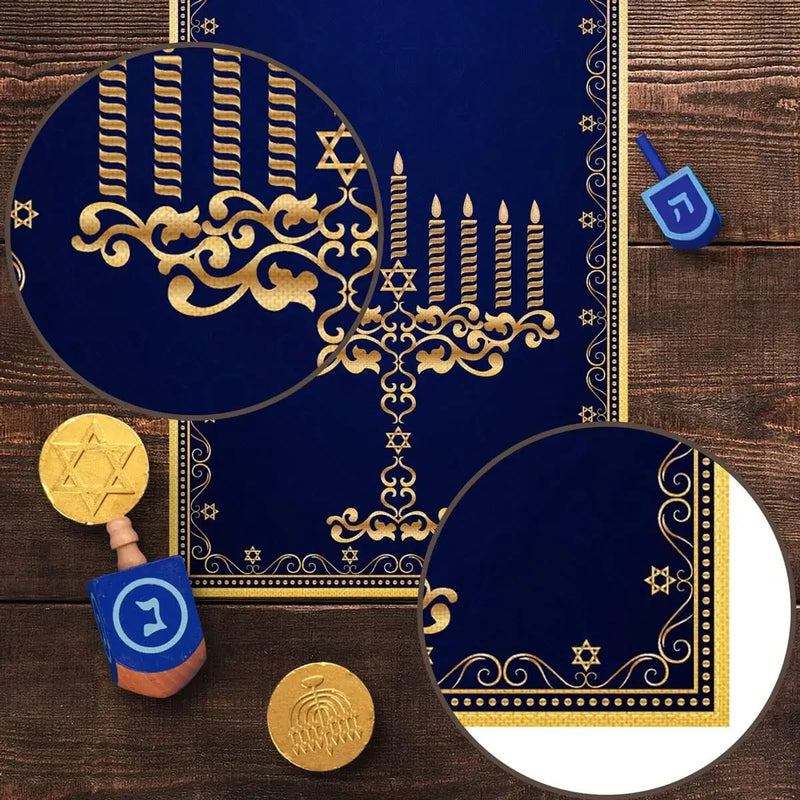 Toalha de Mesa para Hanukkah - Runner para Mesa de Festa | Decoração de Mesa Judaica com Menorá e Estrela de Davi | Decoração de Festa para o Festival de Chanucá